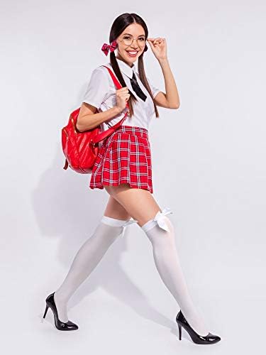 SATINIOR Satin Bow Stockings Women Opaque Thigh High Stockings Over Knee Long Stockings...